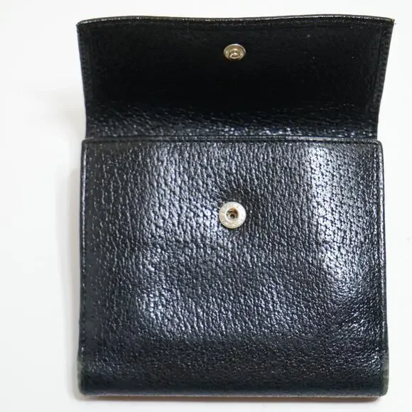 Authentic Vintage Gucci G Clip Bifold Compact Wallet Black Leather Made Italy - Picture 3 of 11